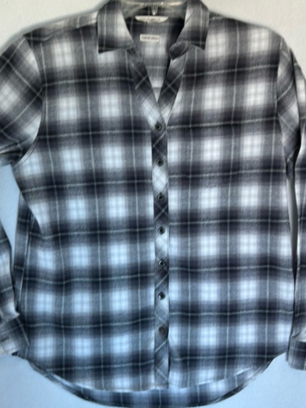 Weatherproof Black, Gray & White Plaid Button-Down Shirt